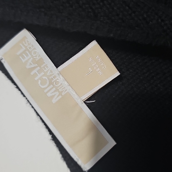 Michael Kors Black L9ng Sleeve Sweater Sz Large Gold Zipper In Back Extra Long - Picture 3 of 6